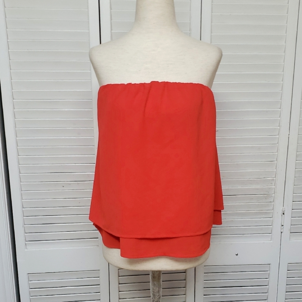 Strapless Red Layered Split Back Top S - image 1